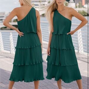 One Shoulder Sleeveless Tiered Dress